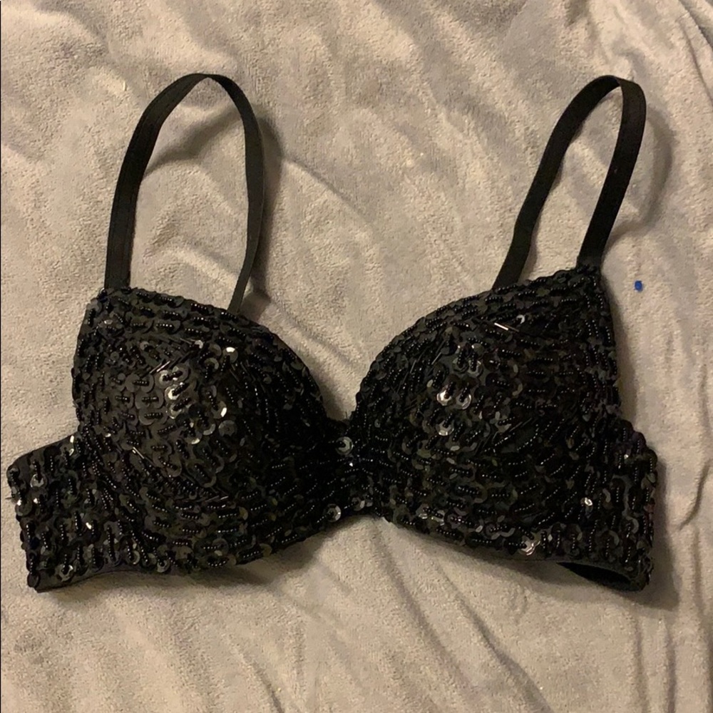 Iheartraves Black Sequin Bra